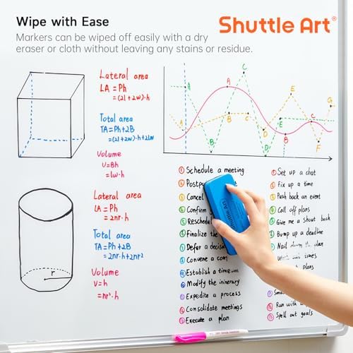 Shuttle Art Dry Erase Markers, 12 Colors 144 Bulk Pack Whiteboard Markers, Fine Point Dry Erase Markers Perfect for Writing on Dry Erase Whiteboard Mirror Glass for School Office Home (Pack of 2)