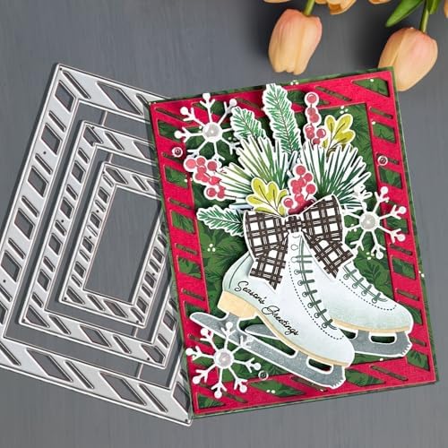 Metal Cutting Die for Scrapbooking - Cut Stencils for DIY Scrapbook Photo Album Decorative Paper Card, Card Making Supplies & Crafting Die Cut (Three Squares 5.5 x 4.3 in)