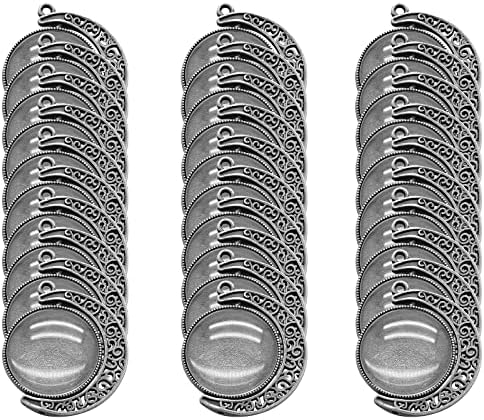Moon Rotation Double Side Pendant Trays, Silver, 30Pcs 10Sets