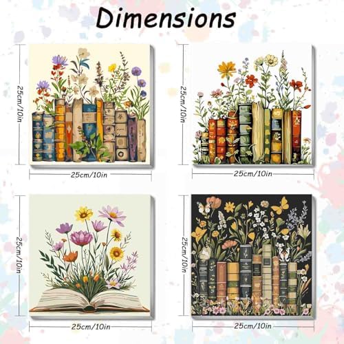 DYAIANGMU 4 Pack Paint by Numbers Kit for Adults Beginners 9.8X9.8 inch