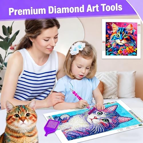 ZYNYXY 17PCS Ergonomic Diamond Art Pen Kits, with Multifunctional Metal Stainless Steel Screw Thin 1, 3, 6, 9, Tips, Correction Placers Roller Accessories (Purple + Pink + White + 5 PCS Tips)