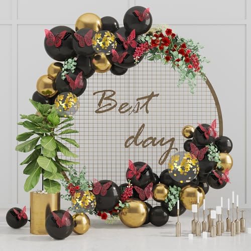 SAOROPEB 3D Butterfly Wall Decor 48 Pcs Blood Red Butterfly Decorations | 4 Styles 3 Sizes, Butterfly Birthday Decorations Butterfly Party Decorations Cake Decorations, Removable Stickers