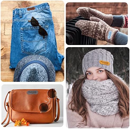 50pcs Colorful Embossed Leather Labels & Tags, Microfiber, 10 Colors, 15x42mm, Holes for Jeans, Bags, Shoes, Hat