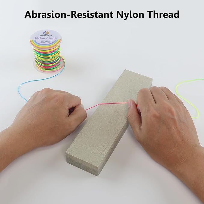 LUSTEMBER 0.8mm Nylon String, Strong Bracelet String, Durable Nylon Cord for Jewelry Making, Bracelets, Beading, Necklaces, Rattail Braiding, Kumihimo, Wind Chimes, Blinds and Handicrafts