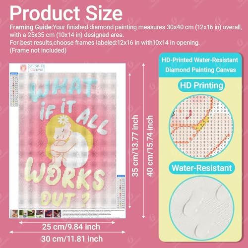 Gamteldot Pink Diamond Art Inspirational Diamond Painting,12x16in