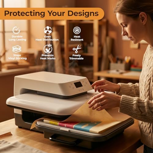 10 Pack PTFE Sheet for Heat Press - 16" x 12" Non Stick PTFE Sheets for Vinyl Heat Press Washable Reusable Heat Resistant Craft Mat