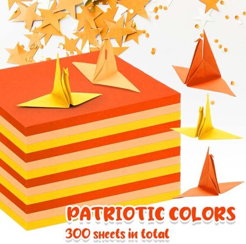 Kigeli 300 Sheet Origami Paper 6 x 6 Inch Square, Autumn Colors