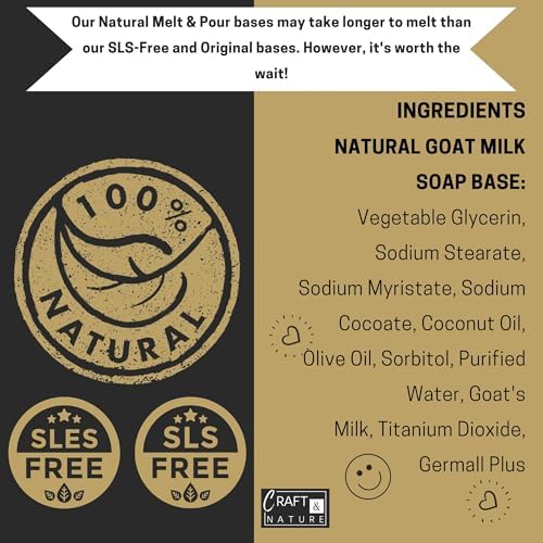 Craft & Nature 4 LB All Natural Clear Moisturizing Glycerin Melt And Pour Soap Base for Soap Making (4 Pound (Pack of 1), Goat Milk (Unscented))