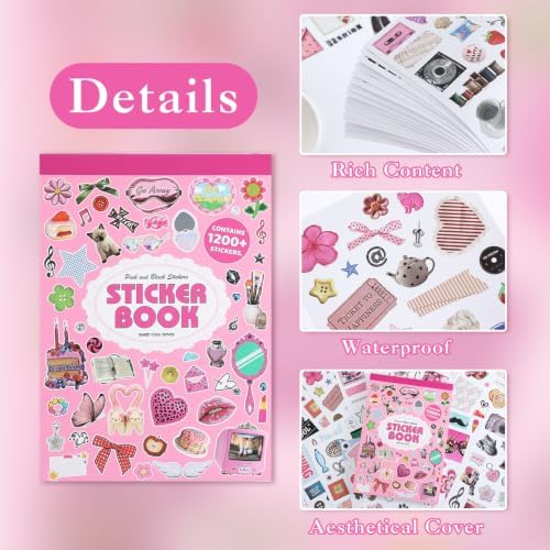 Washi Stickers Set Vintage Aesthetic Sticker Book for Journaling, DIY Decorative Paper Sticker Decals for Bullet Journal Art Scrapbooking Diary Card Craft Gift Album (Aesthetic Style 4)