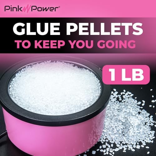 Pink Power Electric Hot Glue Pot for Crafts with 1lb Pellets, Hot Melt Glue Skillet for Crafting - Adjustable Temp 225-400 F 160ml