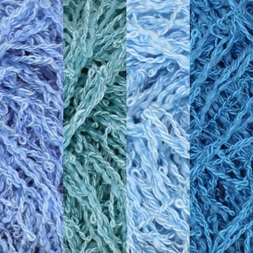JubileeYarn Scrubby Dish Yarn - 50g/Skein Dishcloth Polyester - Shades of Blue - 4 Skeins