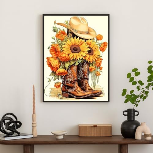Diamond Art Kits for Adults & Beginners, Cowboy Boot Diamond Painting Kit