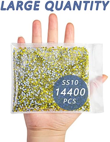 Beadsland Hotfix Rhinestones Bulk, Lemon Yellow, SS10, 14400pcs