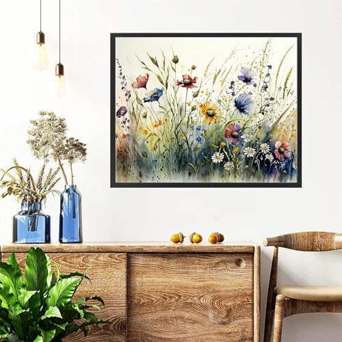 Flower Paint by Numbers for Adults with Framed Canvas - with Wooden Easel