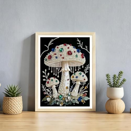 Mushroom Diamond Pearl Painting Kits for Adults,Diamond Art 12X16In