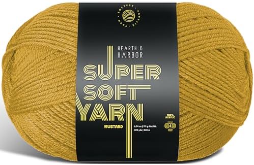 Acrylic Yarn for Crocheting & Knitting – Soft Crochet Yarn for Crocheting, 370 Yards, Perfect for Crafts & Amigurumi, Medium Worsted Weight 4, Mustard