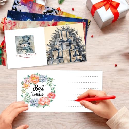 LSQFS Diamond Art Kits for Adults, 6Pcs Xmas Diamond Cards with Envelopes