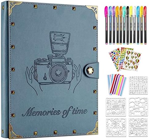 ZEEYUAN Leather Scrapbook Album 60 Pages Love Memory Photo Album 8.5x11 inch, Travelling Journal Scrap Book Family Scrapbook Scrapbooking Supplies Kits Gift for Couples Anniversary Wedding