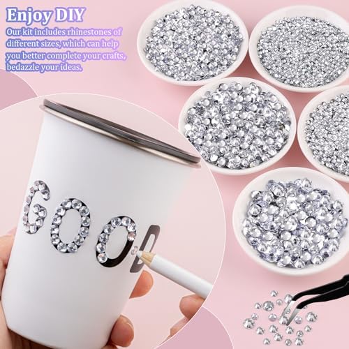 30000Pcs Clear Rhinestones for Bedazzling with B7000 Jewelry Glue, Bedazzler Kit Bulk Flatback Gems, Resin Rhinestones for Crafting Crafts Clothing Shoes Fabric Nail Art Assorted Size 2/3/4/5/6mm