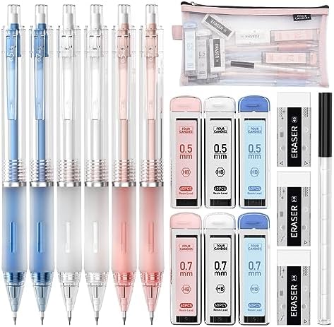 Four Candies Cute Mechanical Pencil Set, 6-Pack 0.5/0.7mm