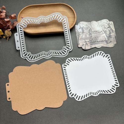 LZBRDY Vintage Charm Lace Frame Die-Cut - Carbon Steel Crafting Dies for Scrapbooking, Card Making, Greeting Cards and Journaling Supplies (Shaped Loose Leaf 6.4 x 5.4 in)