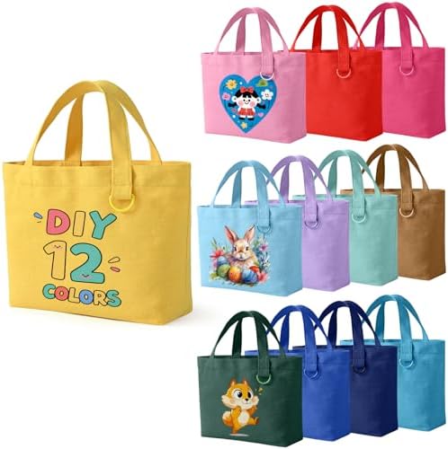 1 | 12 | 24 Pack Small Canvas Tote Bags, Mini Tote Bags Bulk for Women, DIY Blank Reusable Cute Sublimation Tote Bag