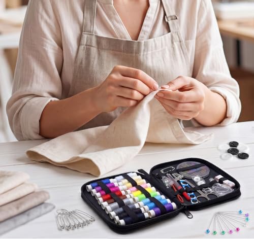 StiVerse 130 Pcs Mini Sewing Kit for Adults, Needle and Thread Kit