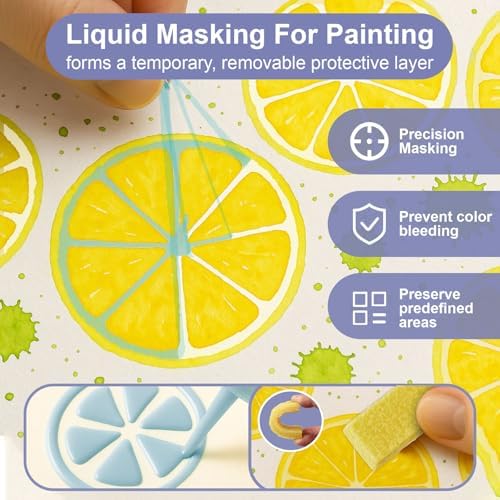 1DFAUL 60ml Masking Fluid for Art Watercolor Painting, Easy Peel-Off(Blue)