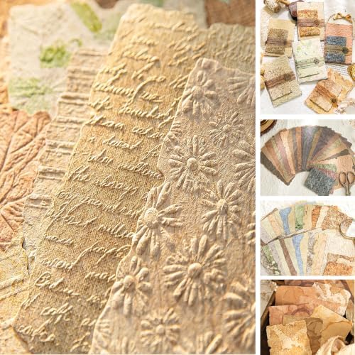 168Pcs Textured Scrapbook Paper Kit Embossed Rice Paper for Junk Journaling