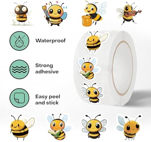 500Pcs Bee Stickers Waterproof Vinyl Decals