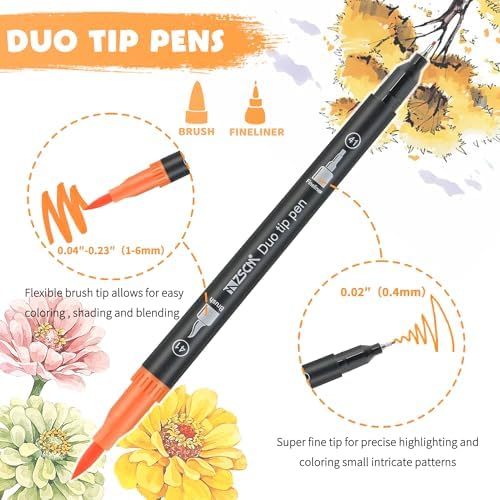 ZSCM 100 Colors Markers for Adult Coloring Books No Bleeding - Duo Tip Pens | Fine & Brush Coloring Marker for Adult Calligraphy, Illustration, Cards Drawing, Note taking Lettering, Journaling