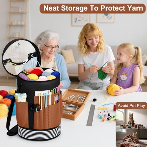 Crochet Yarn Knitting Bag 3PCS Expandable Large Yarn Storage Organizer Bag