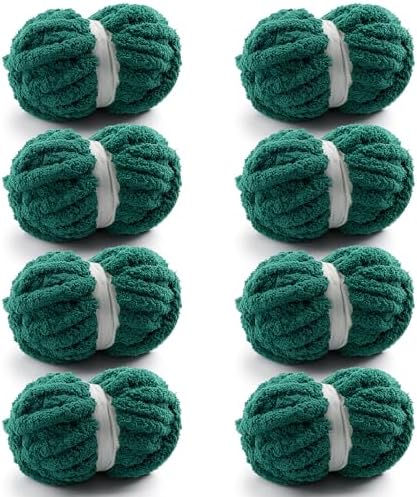 Chunky Yarn for Hand Knitting, Green Chunky Chenille Yarn for Crocheting