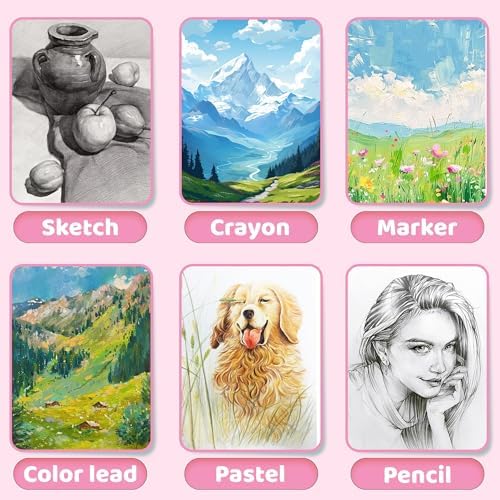 FLYING EAGLE Sketch Book, Square Hardcover Sketchbook for Kids, 10x10, Pink