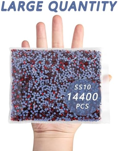 Beadsland Hotfix Rhinestones Bulk, Siam, SS10, 14400pcs