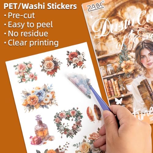 Dust-Locked Time Sticker Scrapbooking Supplies for Junk Journal, 20 Sheets PET Stickers - Vintage Journaling Stickers