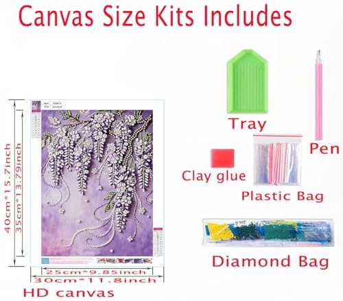 Violet Special Shape Pearl Painting Kits for Adults,5D Diamond Art Pearl Painting Kits for Beginner，DIY Pearl Diamond Dots Gem Art Craft for Home Decor 12 x 16 inch