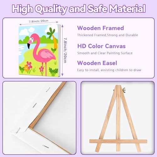 Gemozaic 4 Pack Paint by Numbers Kit for Kids Age 4-12 with Frame and Easel