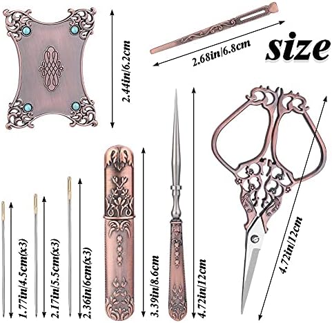 SHWAKK Embroidery Scissors Kit, Vintage Red Stainless Steel Craft Scissors
