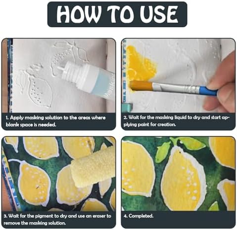 White Masking Fluid for Watercolor Painting 60ml, Fast-Drying