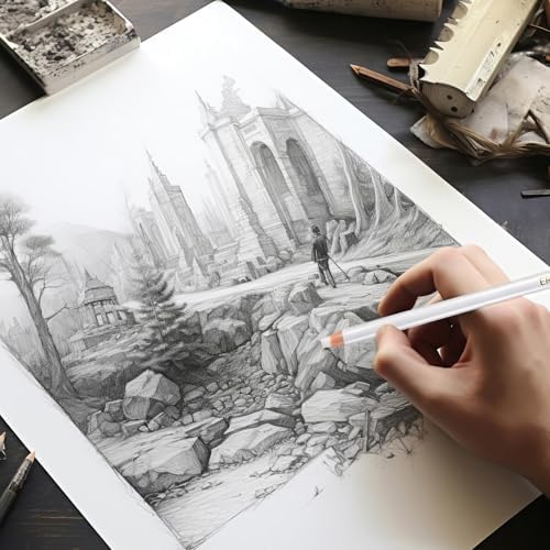 Maitys 20 Pcs Eraser Pencils for Artists Pencils and 2 Pcs Sharpener Wooden Sketch Professional Highlight Painting Eraser Pen for Sketching Charcoal Drawings, Revise Erasing Details for Beginners