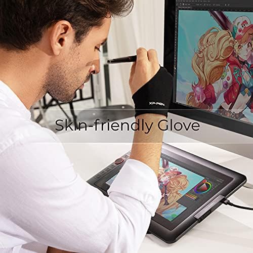 XPPen Professional Artist Glove 2-Fingers Glove for Graphics Drawing Tablet Graphic Monitor Suitable for Right Hand and Left Hand (Size S) Black