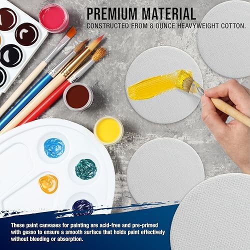 U.S. Art Supply Mini Magnetic Canvas Panels, 24 Pack, 2.5 Inch Round