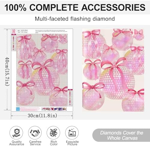 Pink Diamond Art Kits for Adults, 5D DIY Coquette Diamond Painting Kits for Beginner, Diamond Dots Full Drill Crafts for Gem Art Dot Art for Adults Home Wall Decor for Teens Boys Girls 12x16 inch