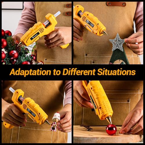 Hot Glue Gun Full Size: DEKOPRO 60/100Watt Dual Temp Hot Glue Gun Kit with 25 Glue Sticks, Organize Storage Case, Heavy Duty Heat Glue Gun Tool Set for Home Repair, Art & Crafts, DIY, Yellow
