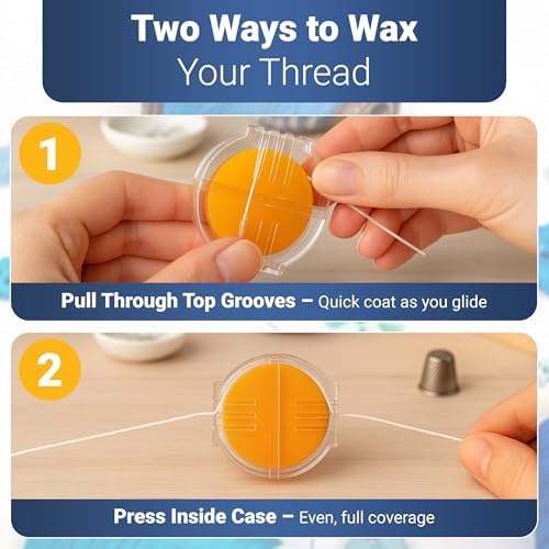 Thread Wax and Thread Conditioner (2pk) - Contains Beeswax for Sewing and Gloss Threads Waxer. Magic Conditioner for Hand Sewing Embroidery. Hand Quilting Supplies to Strengthen and Reduce Knots