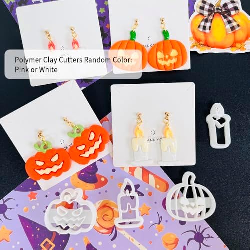 Xaekicr Halloween Polymer Clay Cutters Set – 8pcs Halloween Clay Cutters for Polymer Clay Jewelry, Clay Earring Cutters and Molds – Pumpkin, Tombstone, Witch Hat Clay Tools for DIY Crafts