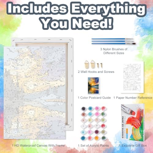 Landscape Framed Paint by Numbers Kit for Adults Beginner 8x12 inch