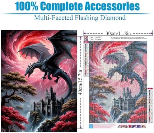Lophomie Diamond Art Kits for Adults, Dragon Diamond Painting Kits 14x14 in
