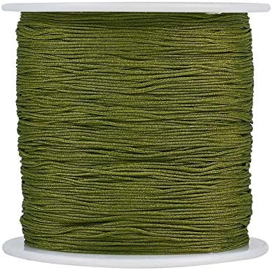 150 Yards 0.5mm Braided Nylon Crafting Thread Chinese Knotting Beading String Macrame Cord Rope for Necklace Bracelet Jewelry Craft Making, Olive
